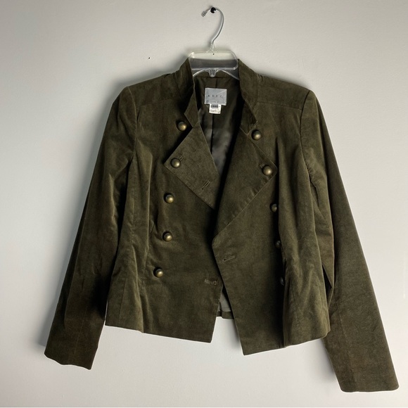 Philippe Adec Jackets & Blazers - ADEC2 By Philippe Adeco Velvet Jacket Blazer Olive Green Military Style 10/44